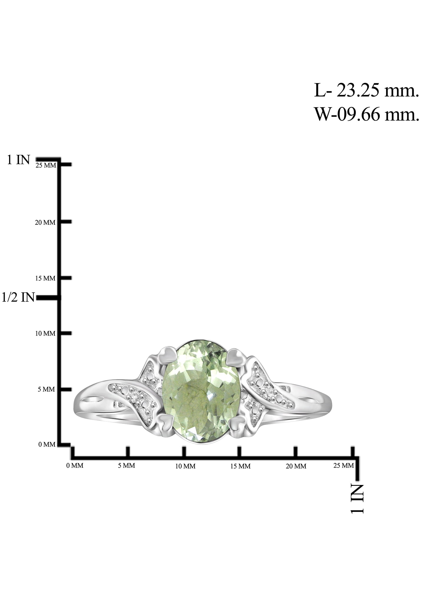 JewelersClub Green Amethyst Ring Birthstone Jewelry – 1.30 Carat Green Amethyst Sterling Silver Ring Jewelry with White Diamond Accent – Gemstone Rings with Hypoallergenic Sterling Silver Band