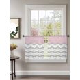 thumbnail image 2 of Sheer Curtains 45 Inch Length 2 Panels Set for Kitchen, Grey Chevron Semi Sheer Curtains for Windows, Geometric Pink Print Wavy Striped White Voile Window Treatments Rod Pocket Curtain, 2 of 7