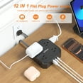 thumbnail image 4 of Surge Protector Power Strip - 10 Ft Flat Plug Extension Cord with Surge protection 8 Widely Outlets and 4 USB Ports(2 USB C), 3 Side Outlet Extender for Home Office, Black, 4 of 8