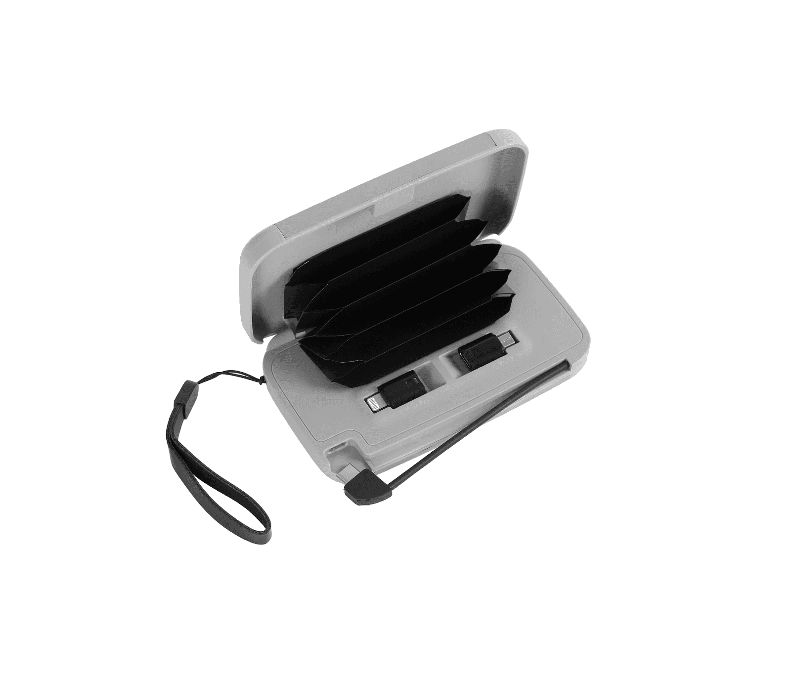 RFID Blocking Wallet & Power Bank With Built-In Charging Cable & Interchangeable Adapters (Charcoal)