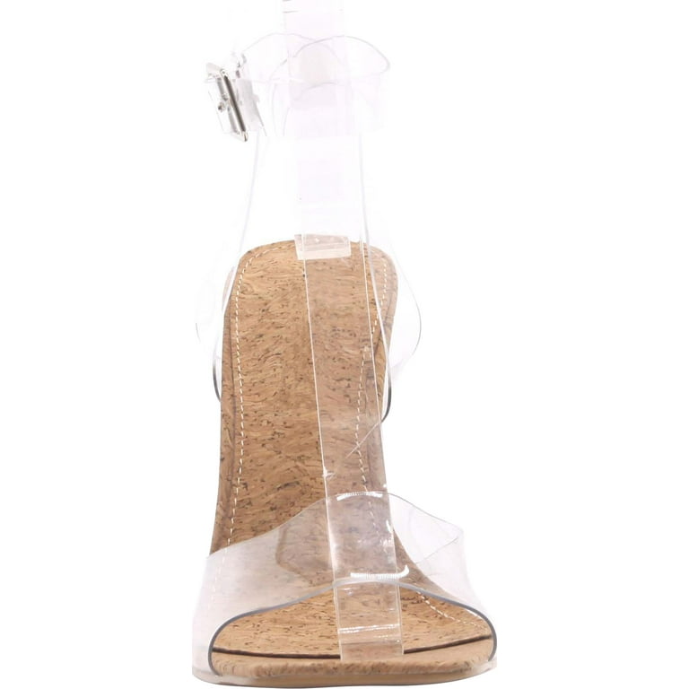 Cork heels deals with clear strap
