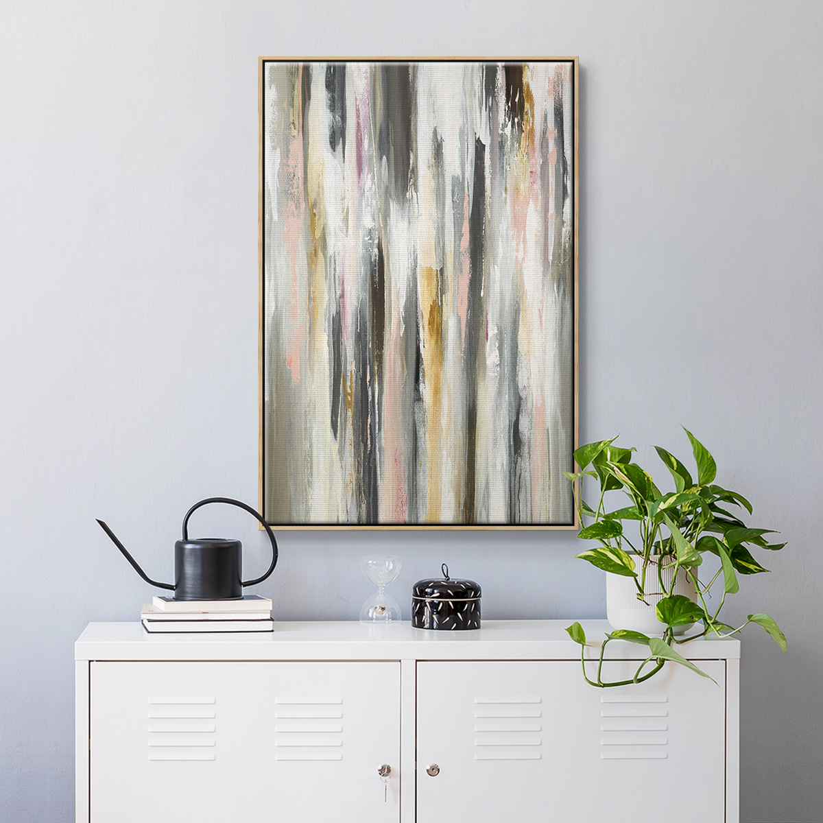 Color Ripple II Framed Premium Gallery Wrapped Canvas - Ready to Hang - 17 x 25 - Natural Wood Floating Frame