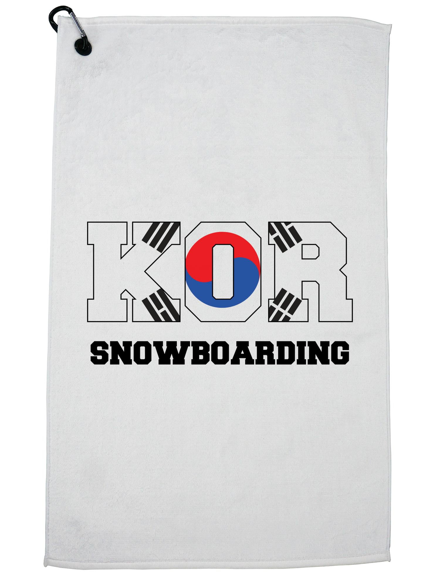 South Korean Snowboarding Winter Olympic KOR Flag Golf Towel with Carabiner Clip by Hollywood Thread