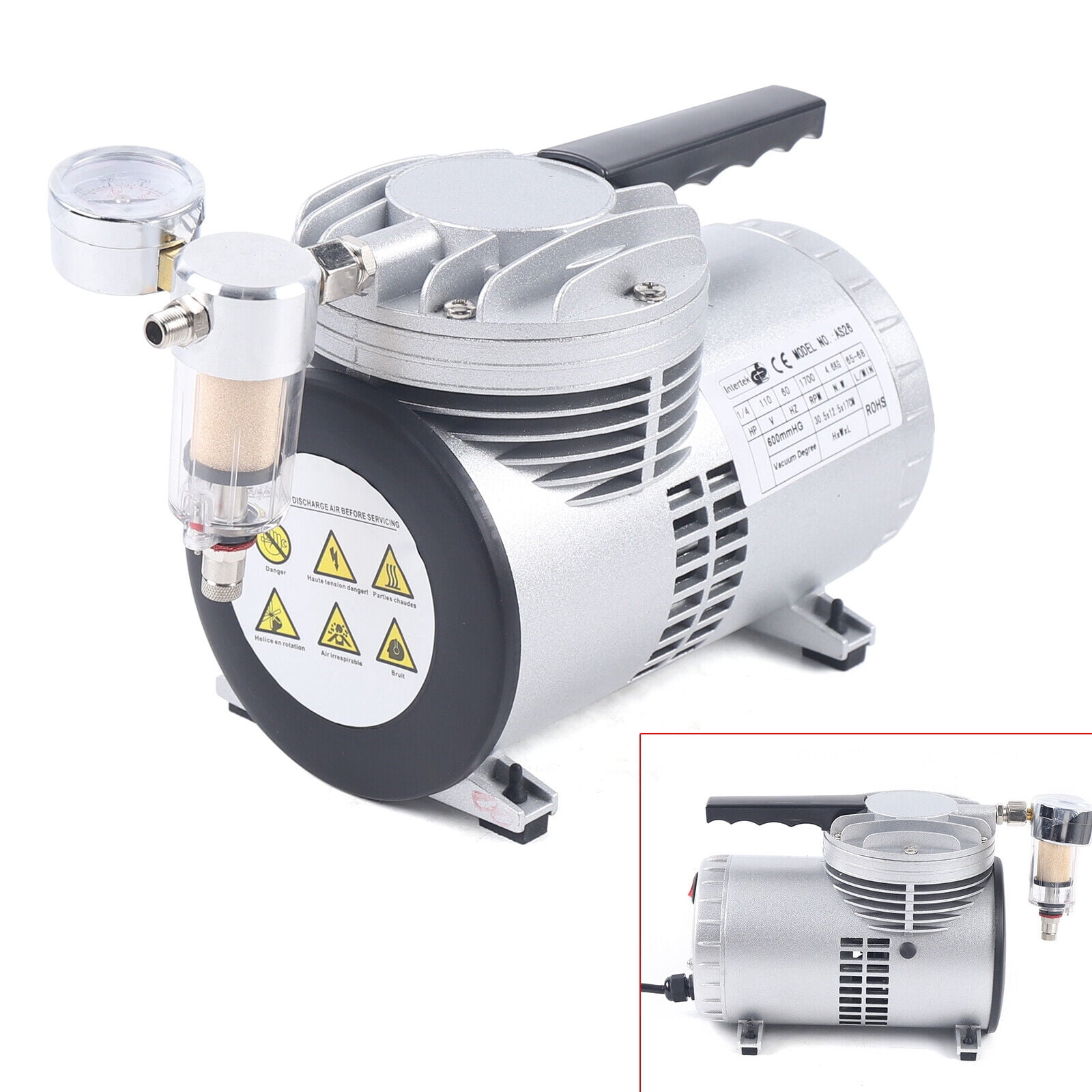 DENEST Industrial 20-23L/min Oilless Diaphragm Vacuum Pump Oil Free Vacuum Suction Pump