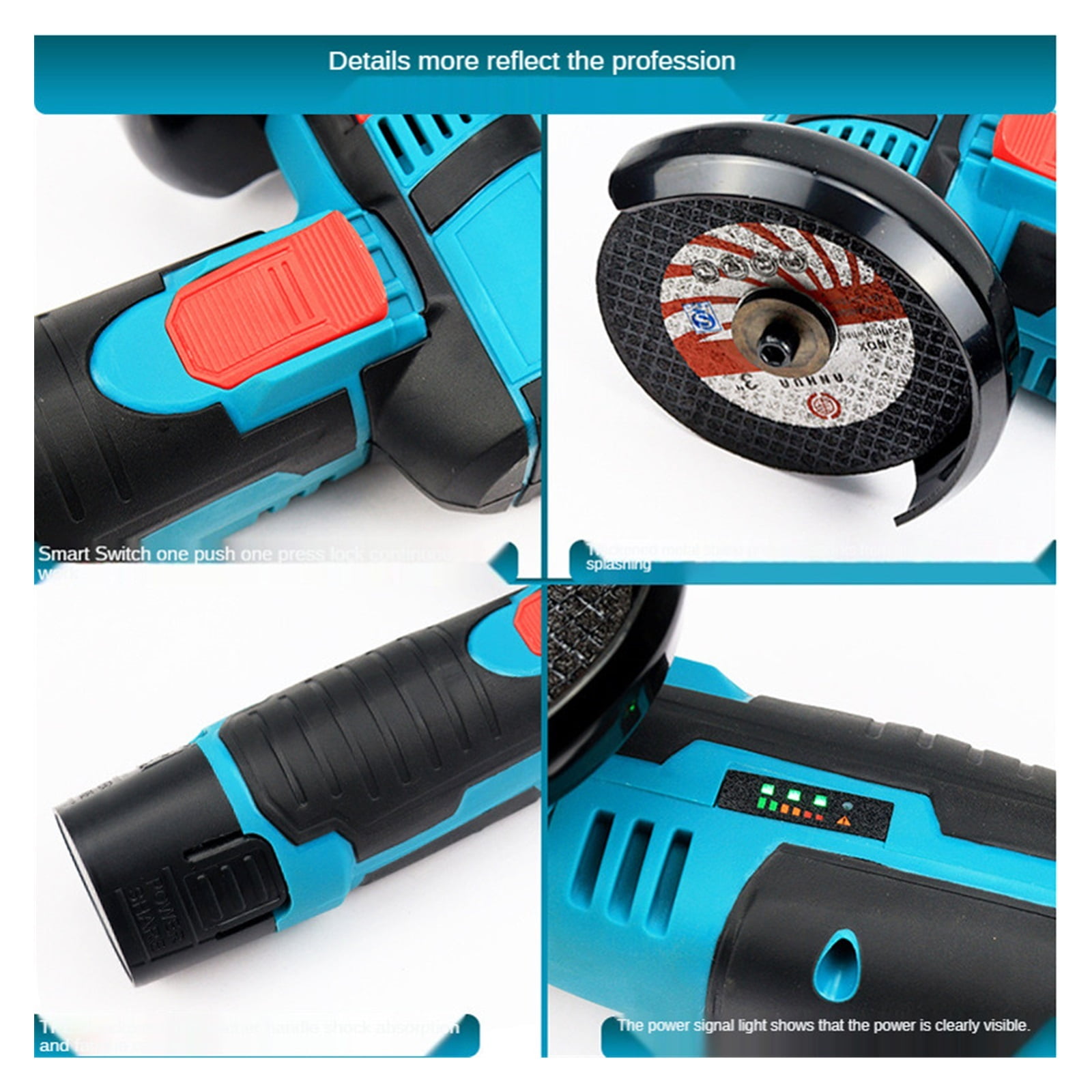 Brushless Angle Grinder, Diamond Cutting Power Tool, Angle Grinder Polishing Machine, Two 12V 2600mAh Batteries ,Multifunctional Tool