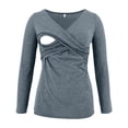 thumbnail image 1 of HAiming Women's Maternity Nursing Tops Long Sleeve Breastfeeding Top Tee Shirt Double Layer Pregnancy Shirt, 1 of 1