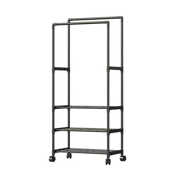 Miogawg Heavy Duty Clothes Rack, Freestanding 4 Tiers Garment Rack For Hanging Clothes With Shelves And Hangers, Hanging Rod For Small Space