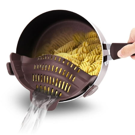 

NutriChef Silicone Clip-on Strainer Heat Resistant for All Kinds of Pots Pans and Bowls (Brown)