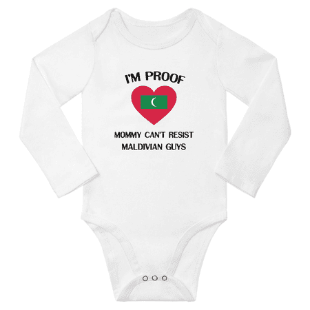 

I m Proof Mommy Can t Resist Maldivian Guys Baby Long Sleeve Bodysuit Unisex Gifts (White 6 Months)