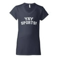 thumbnail image 2 of Wild Bobby YAY SPORTS! Sports Women Standard V-Neck Tee, Navy, Small, 2 of 5