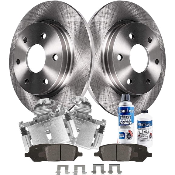 Detroit Axle - Rear Disc Brake Rotors Calipers w/Brackets Ceramic Pads Replacement for 2006-2007 Buick Terraza Saturn Relay 2006-2009 Chevy Uplander Pontiac Montana, 11.81 inch (300mm) Rear Rotors