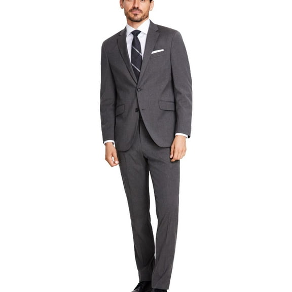 Kenneth Cole Mens Stretch Two Button Blazer Jacket, Grey, 40 Short