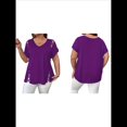 thumbnail image 3 of Blusas Tipo Túnica de Corta para Mujer, con Escote en V Recortado, Elegantes, Informales, Holgadas y Largas Púrpura XXL, 3 of 7