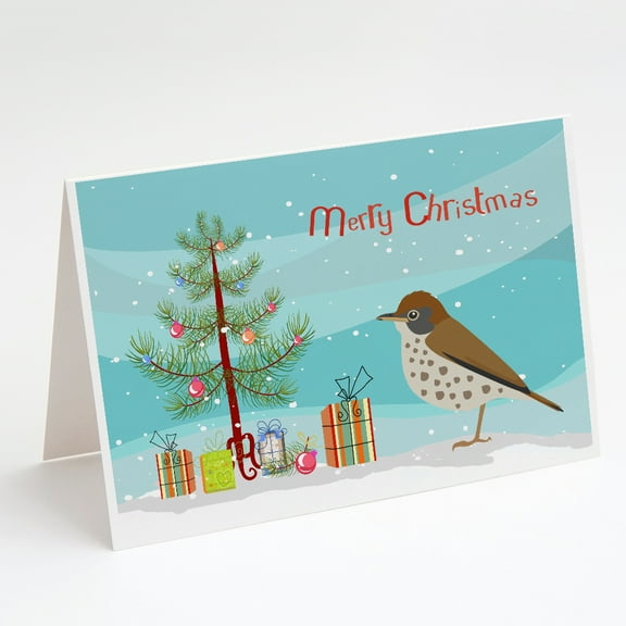Thrush Merry Christmas Greeting Cards and Envelopes Pack of 8