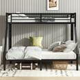 thumbnail image 3 of Bellemave Twin XL Over Queen Bunk Bed, Metal Bunk Beds Frame with Guardrail & Ladders, Space Saving No Box Spring Needed Design for Small Room & Dorm, Noise Reduced, Black, 3 of 9