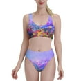 thumbnail image 2 of Picia Colorful Purple Cosmos Flower Women's High Waisted Bikini Scoop Neck Swimsuit Two Pieces Bathing Suit-Medium, 2 of 8