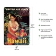 thumbnail image 2 of Hawaii - United Air Lines - Native Girl with Tropical Fruits - Vintage Hawaiian Travel Poster c.1960s - 8 x 12 inch Vintage Wood Art Sign, 2 of 4