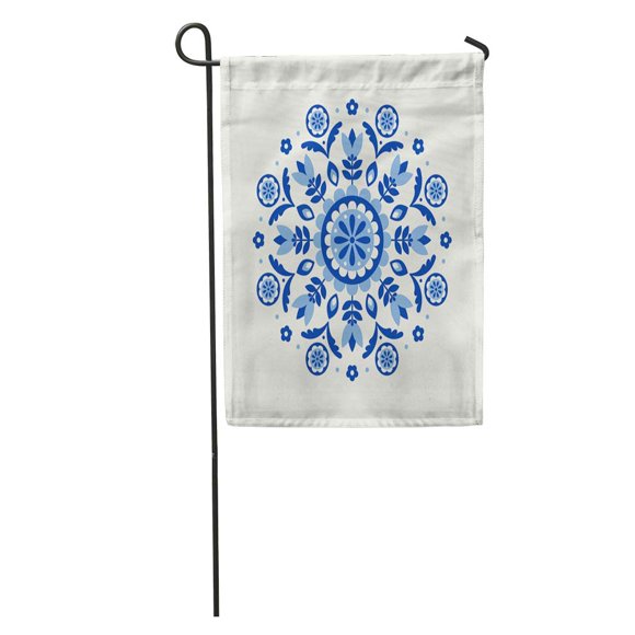 POGLIP Blue Folk Abstract Circle Floral in Scandinavian Swedish Nordic Garden Flag Decorative Flag House Banner 28x40 inch