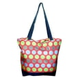 thumbnail image 1 of Medium Sized Dot Print Zipper Top Beach Tote Bag Multi Dots - Red, 1 of 1