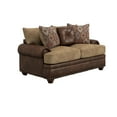 thumbnail image 3 of Flet 2pc Sofa Loveseat Set, Brown Chenille, Faux Leather, 8 Pillows, 3 of 3