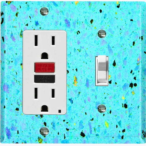 Metal Light Switch Plate Outlet Cover (Image of Marble Blue MAR010)