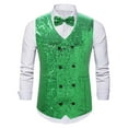 thumbnail image 1 of pstuiky Camisetas sin mangas para hombre, Blusa sin mangas con cuello en V, botones y pajarita con bolsillos estampados a la moda para hombre Chaleco para hombre s, 1 of 3