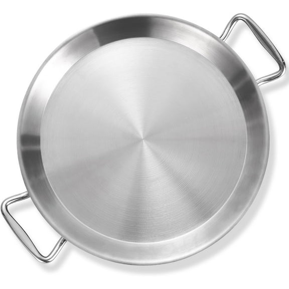 13 Inch Tri-ply Stainless Steel Paella Pan,Griddle,Large Skillet,Omelet,Jumbo Cooker,Heavy Duty,Dishwasher and Oven Safe.