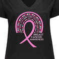 thumbnail image 4 of Inktastic Breast Cancer Awareness Rainbow Ribbon with Hearts Women's Plus Size V-Neck T-Shirt, 4 of 5