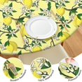 thumbnail image 4 of Yellow Lemon Fruit Flowers Yellow Pattern Round Fitted Tablecloth with Elastic Edge,Dining Table Cover Waterproof,Outdoor Round Tablecloth for Camping,Dining,Indoor and Outdoor, 4 of 7