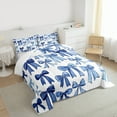 thumbnail image 4 of Homewish Ribbon Bow Knot Full Size Comforter Sets,Cartoon Bowtie Bedding Comforter Set,White Blue Bedding Sets For Girl,Breathable Home Decor,3pcs, 4 of 9