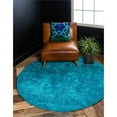 thumbnail image 2 of Unique Loom Solo Collection Solid Plush Kids Round Rug, 8', Turquoise, 2 of 2