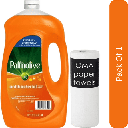 Palmolive Ultra Antibacterial Dishwashing Liquid – Orange Scent (102 fl oz)-With Paper Towel By OMA