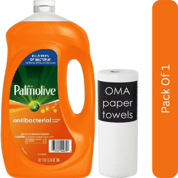 Palmolive Ultra Antibacterial Dishwashing Liquid – Orange Scent (102 fl oz)-With Paper Towel By OMA