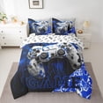 thumbnail image 2 of Feelyou Modern Game Gamer Twin Bedding Sets 7-Piece, Honeycomb Gamepad Blue Bedding Comforter Set, Teens Kids Boys Girls Reversible Sheet Sets, Ultra Soft Bedroom Decor, 2 of 7