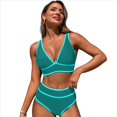thumbnail image 2 of Traje de Baño Deportivo de Dos Piezas para Mujer, Color Azul Pavo Real, Talla L, 2 of 8
