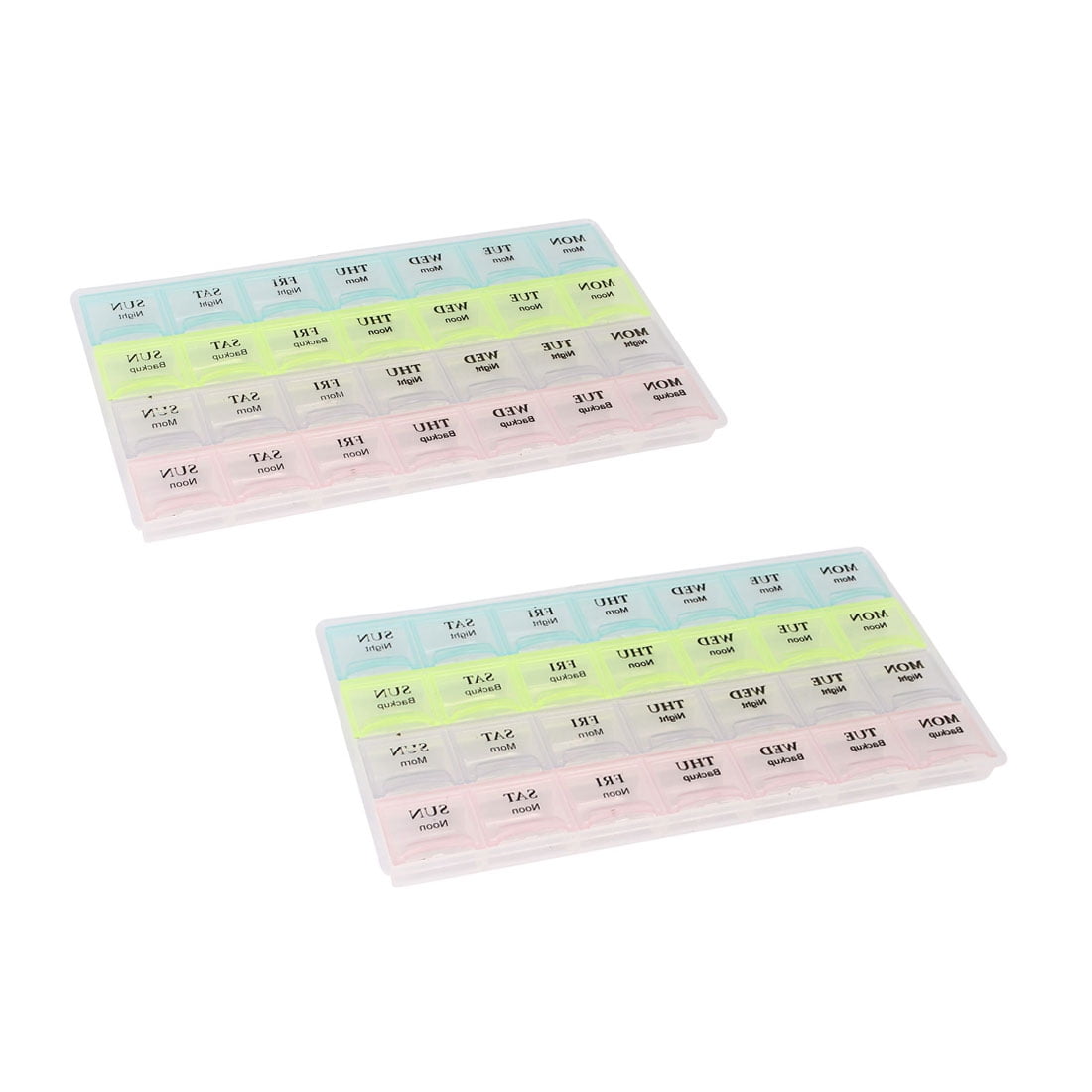 2 Pack, 28 Compartment 7 Days Pill Box Tablet Holder Medicine Dispenser Organizer Storage