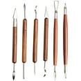 thumbnail image 3 of 6 Pcs Pottery & Clay Sculpting Tools, Double-Sided, Smooth Wooden Handles., 3 of 4