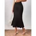 thumbnail image 3 of Women's Fashion Knitted Jacquard High Waisted Stretch Hip Fishtail Skirt Long Skirt Size L, 3 of 10