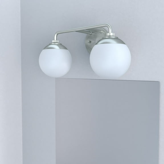 Hunter - Hepburn 2-light Brushed Nickel, Medium Size Vanity Light, Dimmable, Modern Style, for Bedrooms, Dining, Living Rooms - 19168