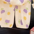 thumbnail image 7 of felwors Toddler Baby Girl Cotton Linen Button-up Pajamas Bear Print Long Sleeve Kid Sleepwear PJs Set(18-24 Months,Purple), 7 of 7