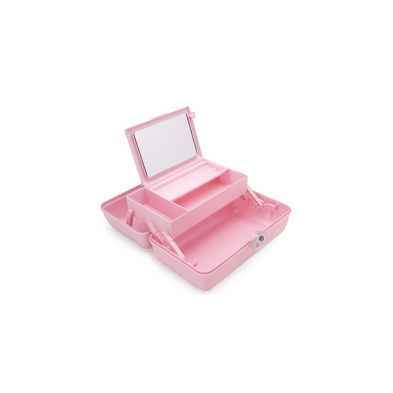 Large VTG Square 1990s KIDZ CABOODLE Rare Pink Go Girl Cosmetic Makeup Case  USA