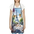 thumbnail image 3 of Pofeuu Parisian Cafe With Eiffel Print Aprons with Pockets, Cute Aprons for Kitchen, Cooking, Server, Barber, Chef Apron, 3 of 7