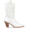 thumbnail image 2 of Ferwind Women's Cowboy Boots Western Mid-Calf Stiches and Rivet Studded Adult Off-White  8, 2 of 6