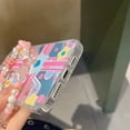 thumbnail image 6 of Kawaii Cute Stars Musical Note Pink Point Plating Mirror Lanyard Chain Phone Case Compatible with iPhone Case (Silver,iPhone 14 Plus), 6 of 6