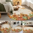 thumbnail image 6 of Orange Pumpkins Fall Thanksgiving Round Area Rug 4 FT, Non Slip Indoor Outdoor Rug, Maple Leaf Rustic Washable Soft Circular Carpet Non-Shedding Floor Mat for Coffee Table Nursery Foyer Balcony, 6 of 9
