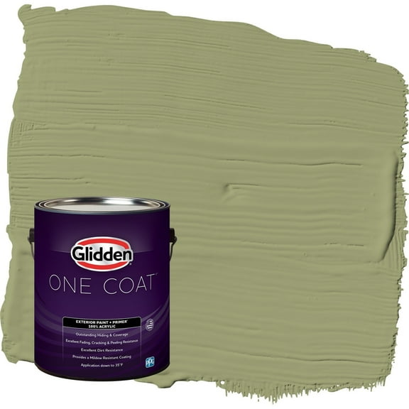 Glidden One Coat Pine Trail / Green Satin Exterior Paint with Primer, 1 Gallon