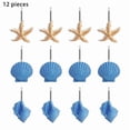 thumbnail image 2 of HOMEIORA 12 Pack Starfish Seashell Conch Style Shower Curtain Hooks Rust Proof Rings Bathroom Hangers Resin Decorative Shower Curtain Hook - Dark Blue, 2 of 4
