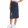 thumbnail image 4 of Falda de mezclilla INSPIRE CHIC para mujeres, con botones, dos bolsillos, dobladillo dividido, falda de jeans casual M azul, 4 of 6