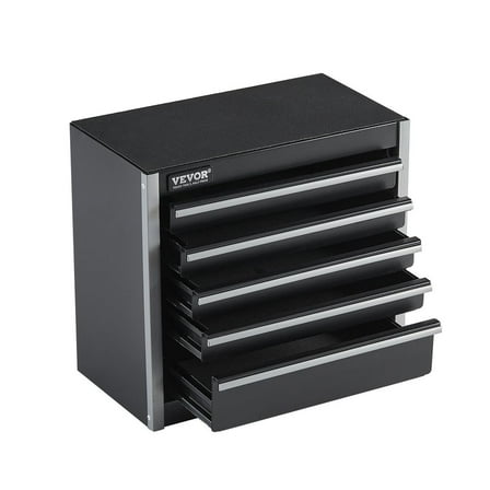 Stanley 8.6 - inch Portable Black Metal Tool Box with 5 Drawers for Efficient Tool Organization