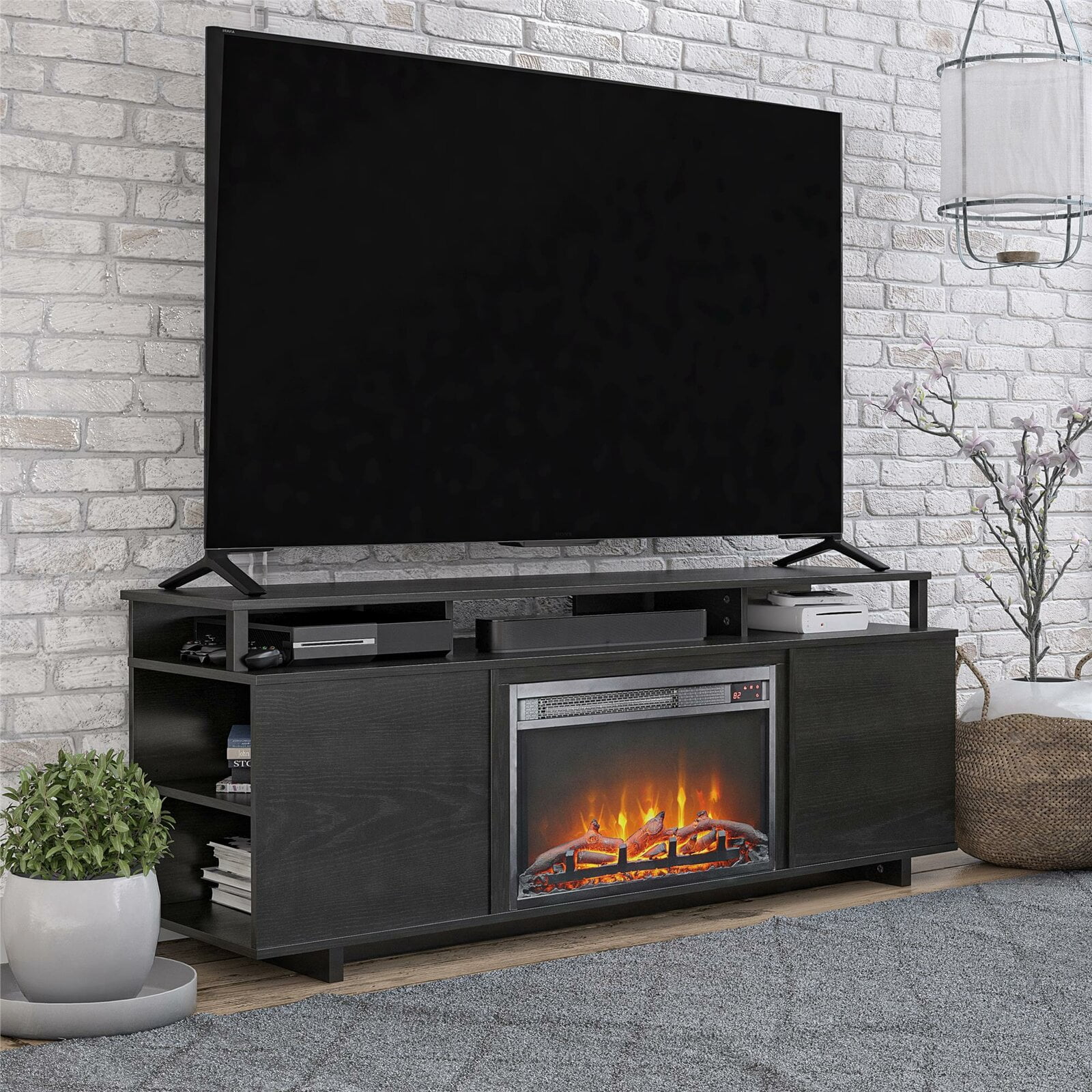 Chet TV Stand for TVs up to 65" with Fireplace Included